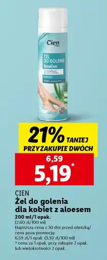 Lidl CIEN Żel do golenia dla kobiet z aloesem 200 ml oferta