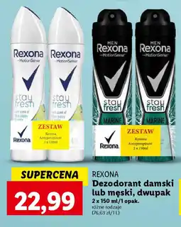 Lidl REXONA Dezodorant damski lub męski, dwupak 2 x 150 ml oferta