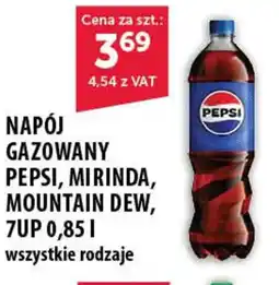 Eurocash Cash & Carry Napój gazowany Pepsi, Mirinda, Mountain Dew, 7UP 0,85l oferta