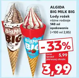 Kaufland ALGIDA BIG MILK BIG Lody rożek 140 ml oferta