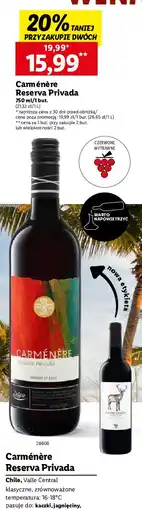 Lidl Wino Deluxe Carmenere Reserva Privada oferta