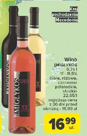 Carrefour Wino białe półsłodkie Imiglykos oferta