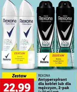Lidl Rexona Antyperspirant dla kobiet lub dla męźczyzn, 2-pak 2 x 150 ml/1 opak. oferta