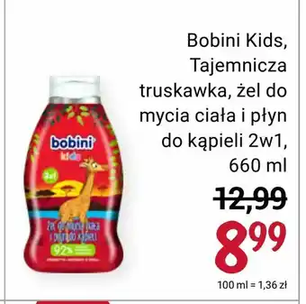 Rossmann Bobini Kids, Tajemnicza truskawka, żel do mycia ciała i płyn do kąpieli 2w1 660 ml oferta