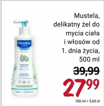 Rossmann Mustela, delikatny żel do mycia ciała i włosów od 1. dnia życia 500 ml oferta