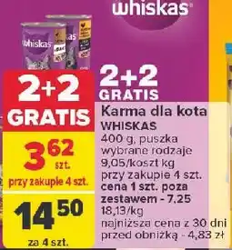 Carrefour Karma dla kota z kurczakiem w sosie Whiskas oferta