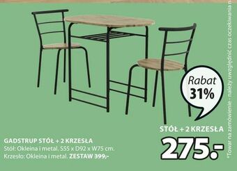 JYSK Gadstrup stół + 2 krzesła oferta