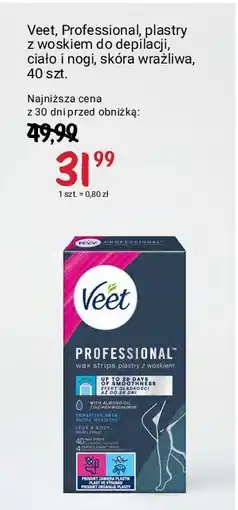 Rossmann Plastry do depilacji nóg i ciała skóra wrażliwa Veet Professional oferta
