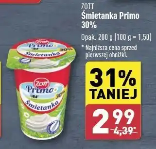 ALDI Śmietanka 30% Zott Primo oferta