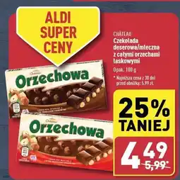ALDI Czekolada mleczna z całymi orzechami laskowymi Chateau oferta