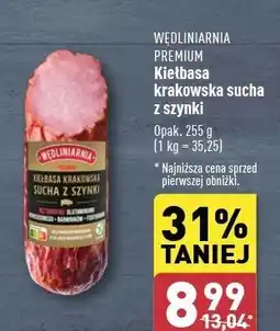 ALDI Kiełbasa krakowska z szynki sucha Wędliniarnia Premium oferta