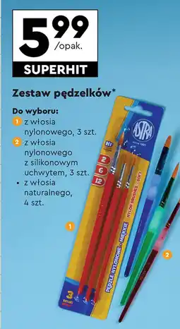 Biedronka Pędzle z włosia nylonowego silikonowym uchwytem Astra oferta