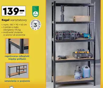 Biedronka Regał warsztatowy 180 x 90 40 cm Niteo Tools oferta