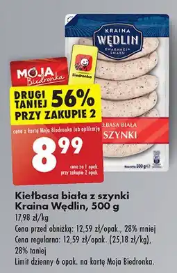 Biedronka Kiełbasa biała z szynki Kraina Wędlin oferta