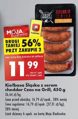 Biedronka Kiełbasa śląska cheddar Czas Na Grill oferta