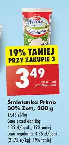 Biedronka Śmietanka 30% Zott Primo oferta