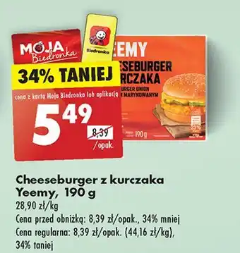 Biedronka Cheesburger z kurczaka Yeemy oferta