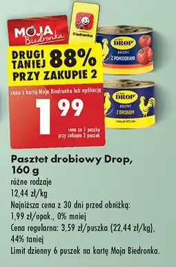 Biedronka Pasztet z drobiu pomidorami Drop oferta