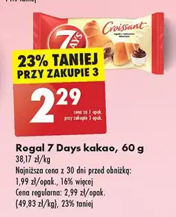 Biedronka Croissant z nadzieniem o smaku kakaowym 7 Days oferta