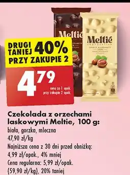 Biedronka Czekolada biała z orzechami laskowymi Meltie oferta