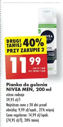 Biedronka Pianka do golenia natychmiastowa ochrona Nivea Men Sensitive oferta