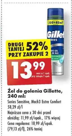 Biedronka Żel do golenia extra comfort Gillette Mach3 oferta
