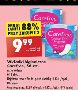 Biedronka Wkładki cotton feel normal Carefree oferta