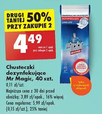 Biedronka Chusteczki dezynfekujące Mr Magic oferta