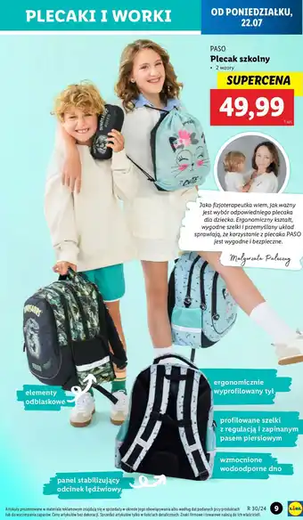 Lidl Plecak szkolny Paso oferta