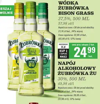 Biedronka Wódka Żubrówka Kwaśne Jabłko oferta