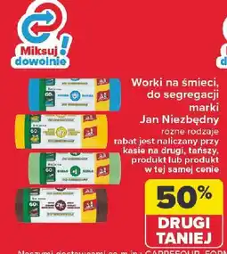 Carrefour Worki na śmieci 60 l żółte Jan Niezbędny oferta