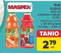 Carrefour Sok+woda organic jabłko-wiśnia Kubuś Baby oferta