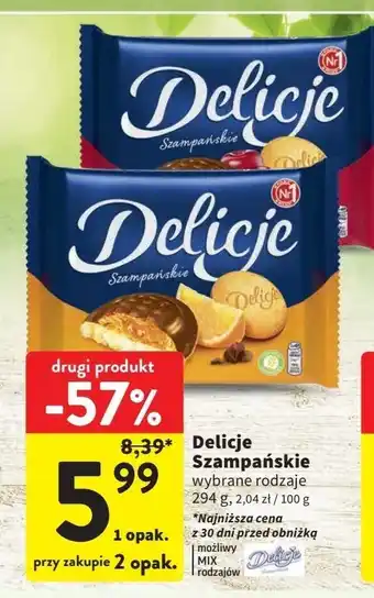 Intermarche Ciastka z galaretką wiśniową Delicje Szampańskie oferta