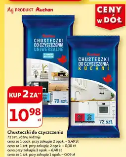 Auchan Chusteczki do czyszczenia uniwersalne Auchan Różnorodne (Logo Czerwone) oferta