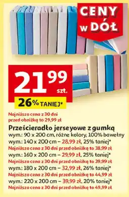 Auchan Przescieradło jersey z gumką 180 x 200 cm oferta
