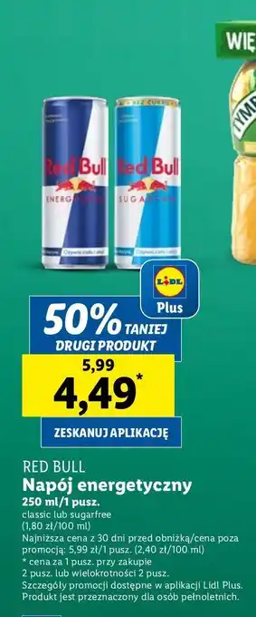 Lidl Napój energetyczny bez cukru Red Bull oferta