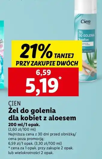 Lidl Żel do golenia sensitive Cien oferta