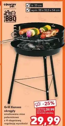 Kaufland Grill okrągły kansas 33 cm K-Classic Let's Bbq oferta