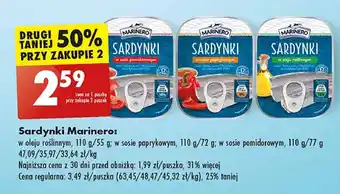 Biedronka Sardynki w sosie paprykowym Marinero oferta