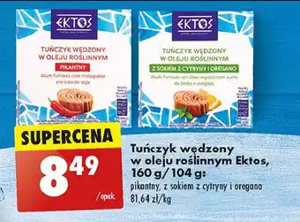 Biedronka Tuńczyk wędzony w oleju roślinnym pikantny Elios oferta