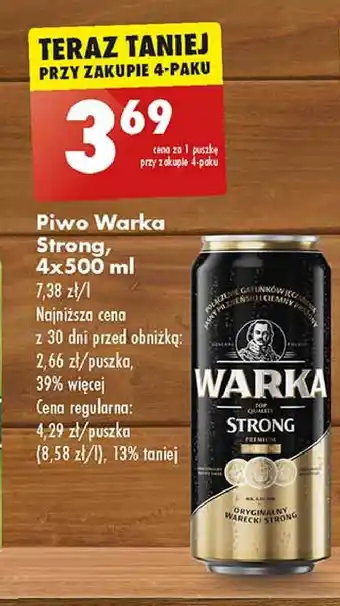 Biedronka Piwo Warka Strong oferta