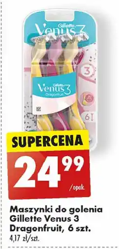 Biedronka Maszynki do golenia dragonfruit Gillette Venus 3 oferta