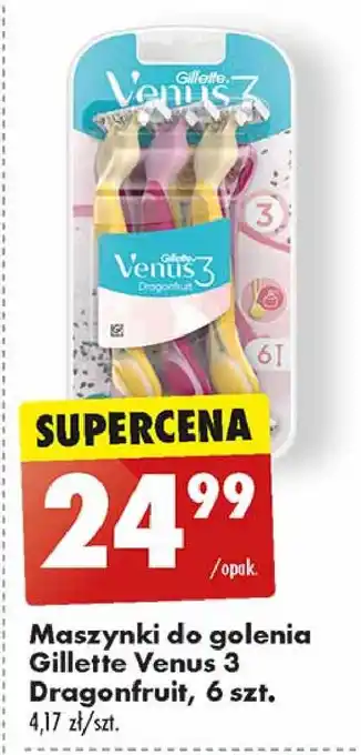 Biedronka Maszynki do golenia dragonfruit Gillette Venus 3 oferta