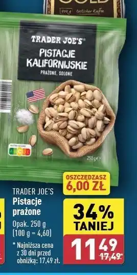ALDI Pistacje kalifornijskie Trader Joe's oferta