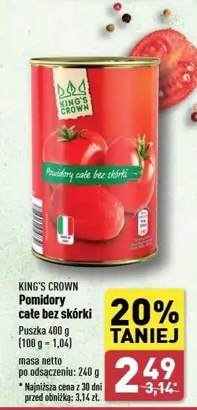 ALDI Pomidory w puszce całe King's Crown (Aldi) oferta