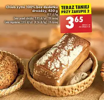 Biedronka Chleb żytni 100% bez dodatku drożdży, 450 g oferta