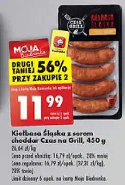 Biedronka Kiełbasa Śląska z serem cheddar Czas na Grill, 450 g oferta