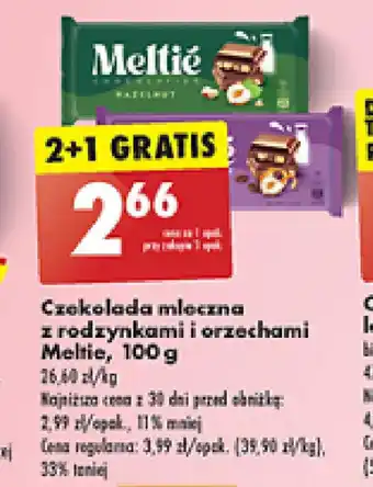 Biedronka Czekolada mleczna z rodzynkami i orzechami Meltie, 100 g oferta