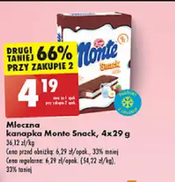 Biedronka Mleczna kanapka Monte Snack, 4x29 g oferta