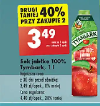 Biedronka Sok jabłko 100% Tymbark, 1 l oferta